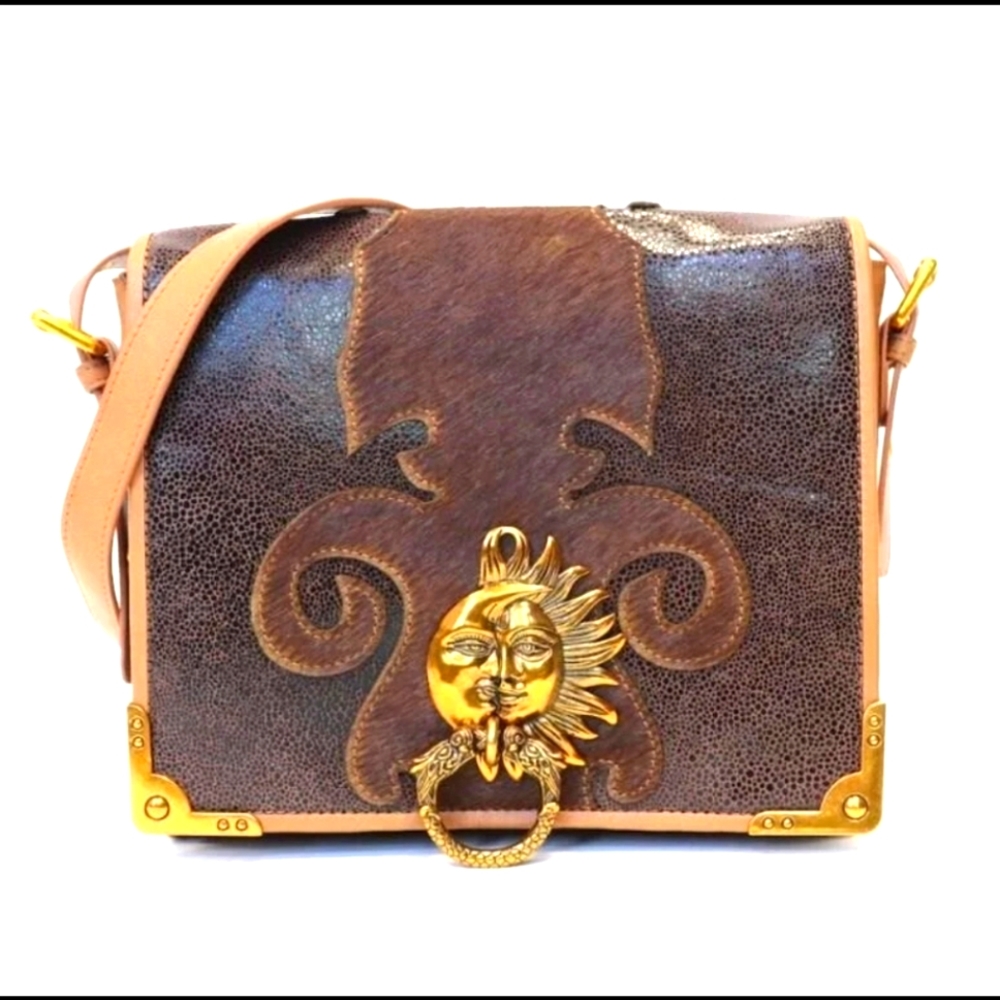 Sharif Handbags Leather Messenger Shoulder Bag, Brown